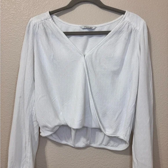 American Eagle Outfitters White Wrap Blouse size M - Picture 2 of 12